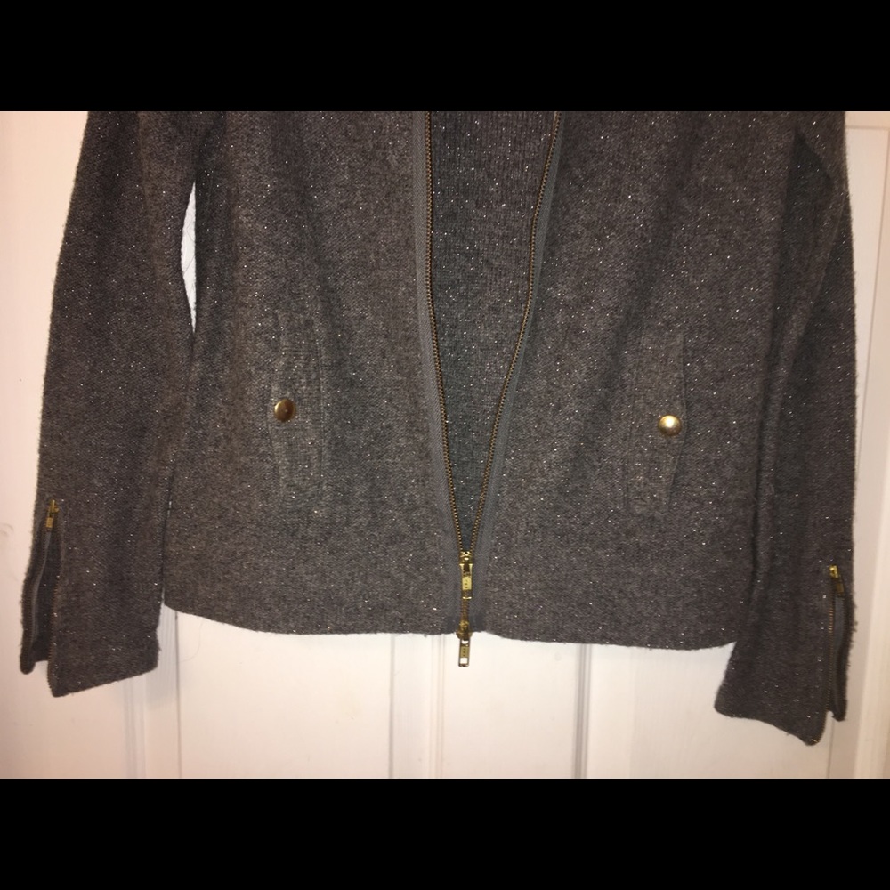 💯% authentic J CREW wool blend gray gold sweater - Picture 2 of 8